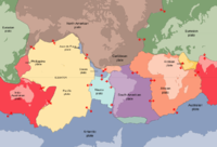 Mapa del mundo mostrando las placas tectónicas.