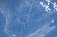 Caldera de Tamburiente, litteken van een landverschuiving (NASA Johnson Space Center)