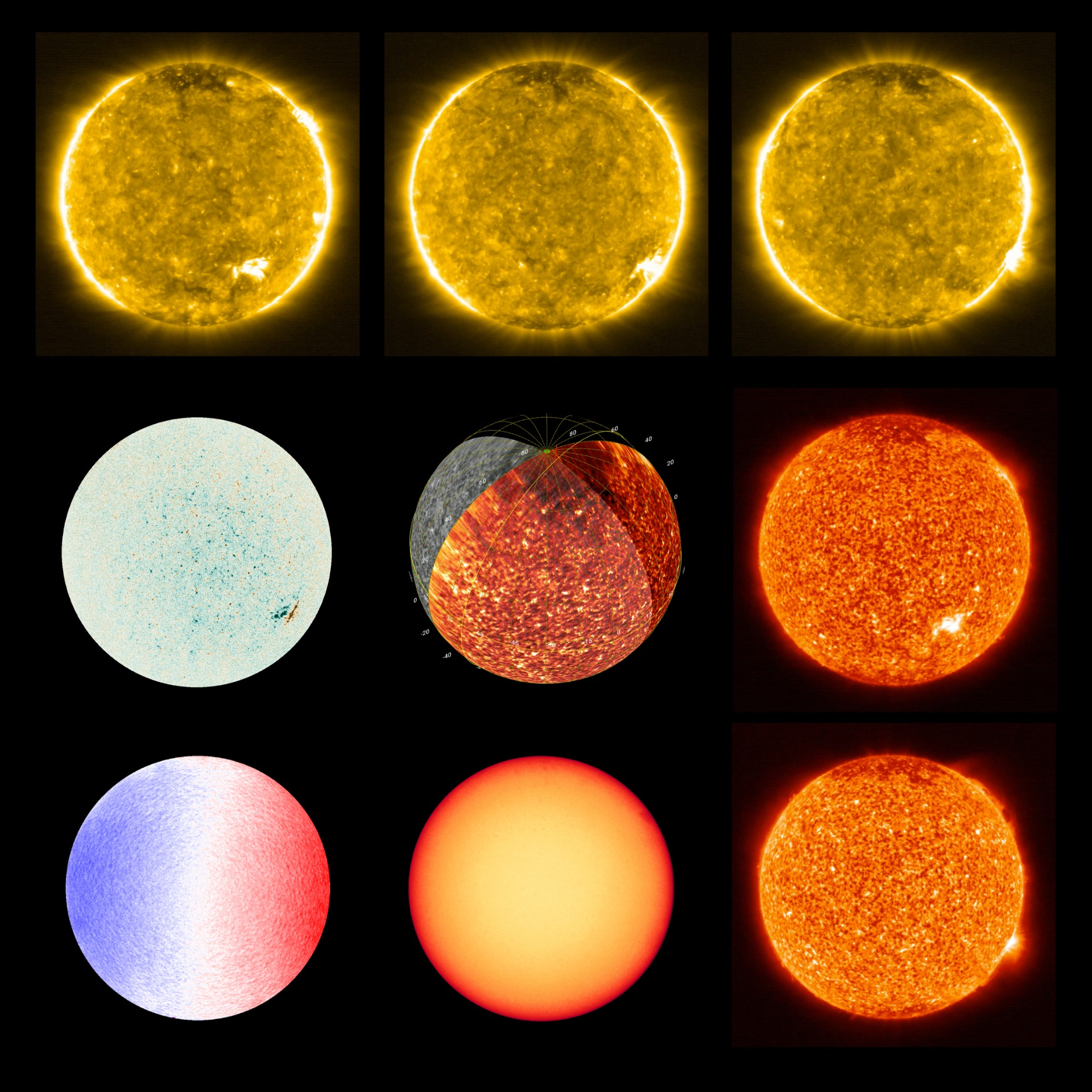 Many faces of the sun, EUI and PHI instruments (Solar Orbiter, ESA). 